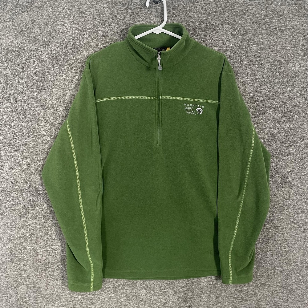 Mountain Hard Wear Pullover Mens Large Green 1/4 Zip Fleece Hiking Outdoor Top